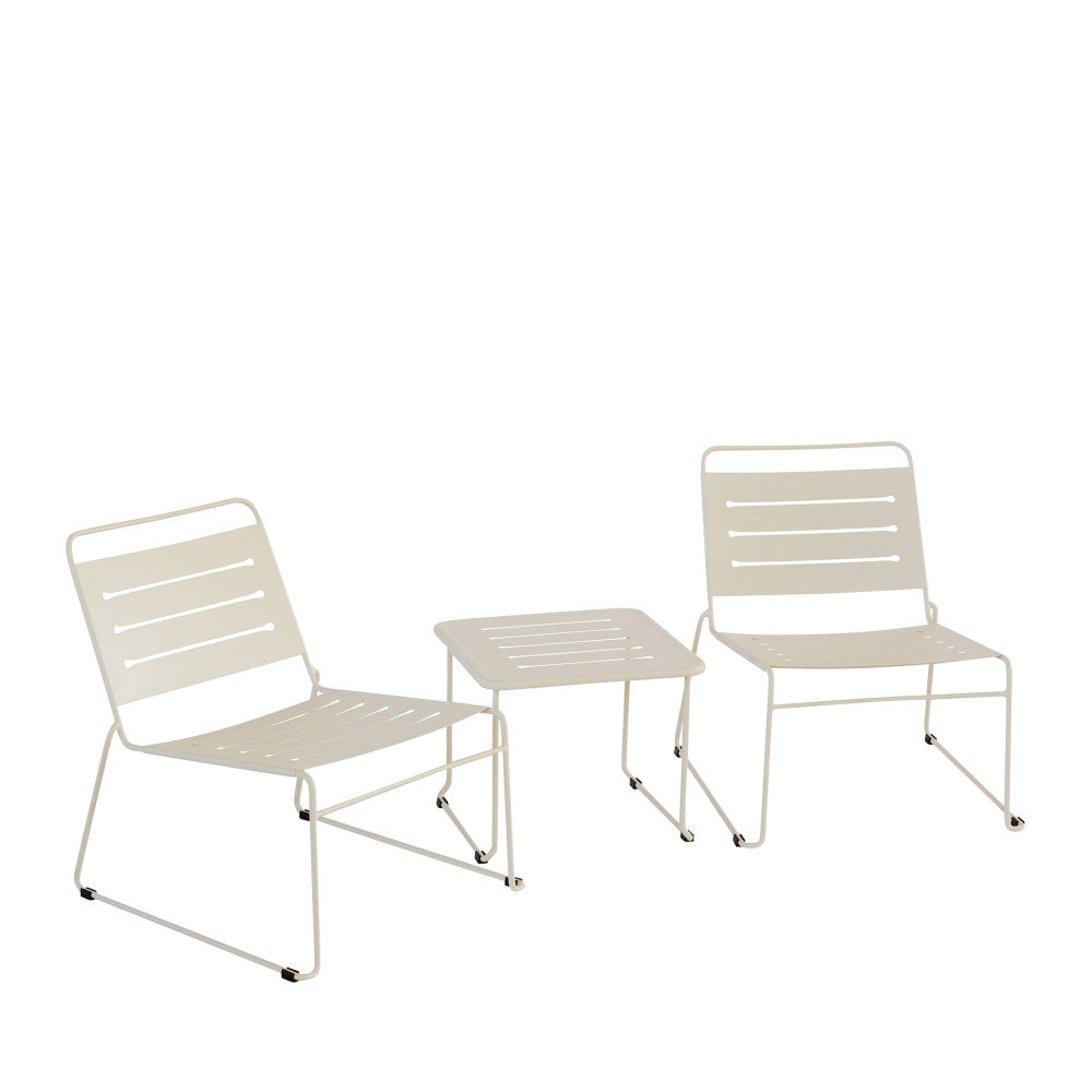 Solena - 2-Seater Garden Set - Metal - Beige