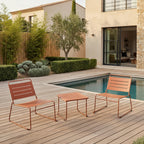 Solena - 2-Seater Garden Set - Metal - Terracotta