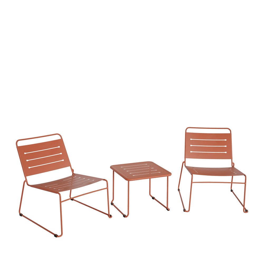 Solena - 2-Seater Garden Set - Metal - Terracotta