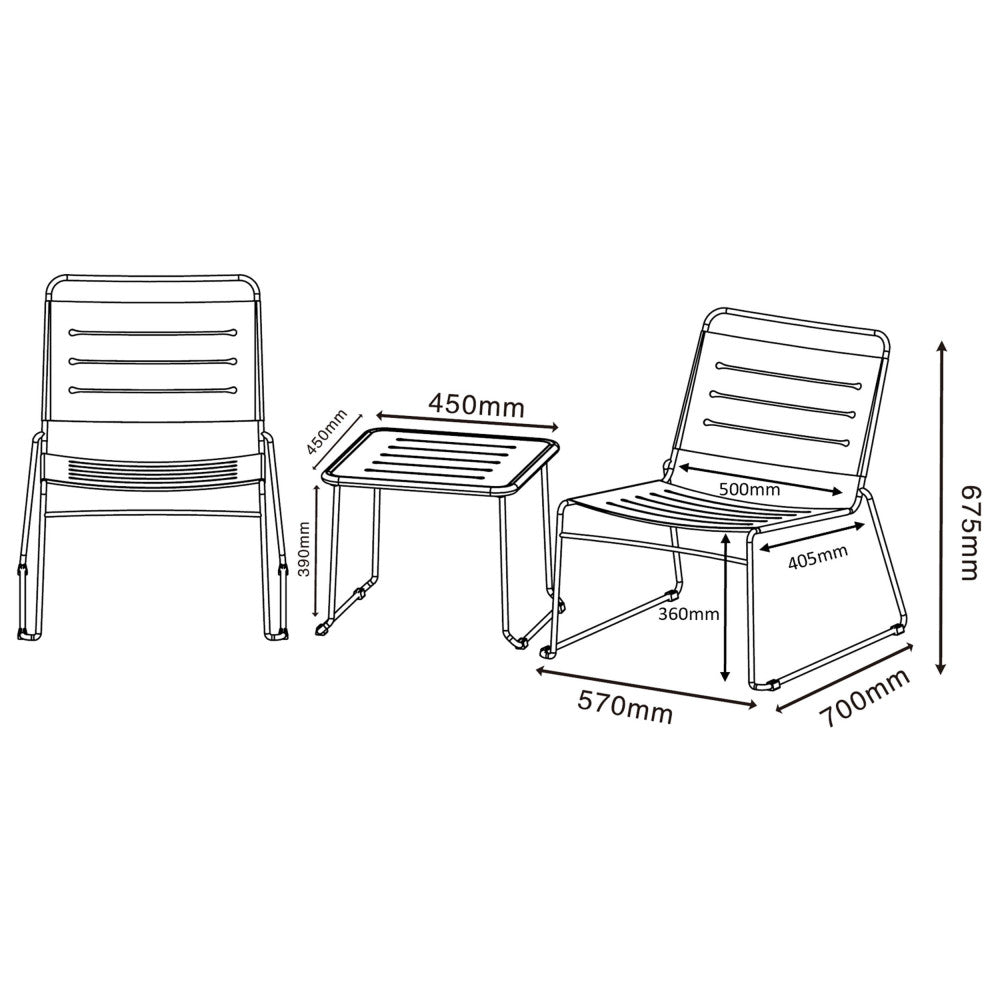 Solena - 2-Seater Garden Set - Metal - Terracotta
