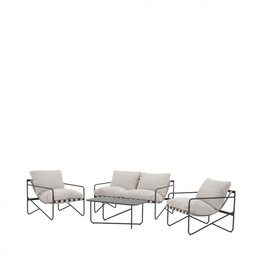 Zeno - Conjunto De Jardín 4 Plazas - Acero - Beige