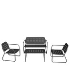 Zaro - Salon De Jardin 4 Places - Métal - Gris Foncé