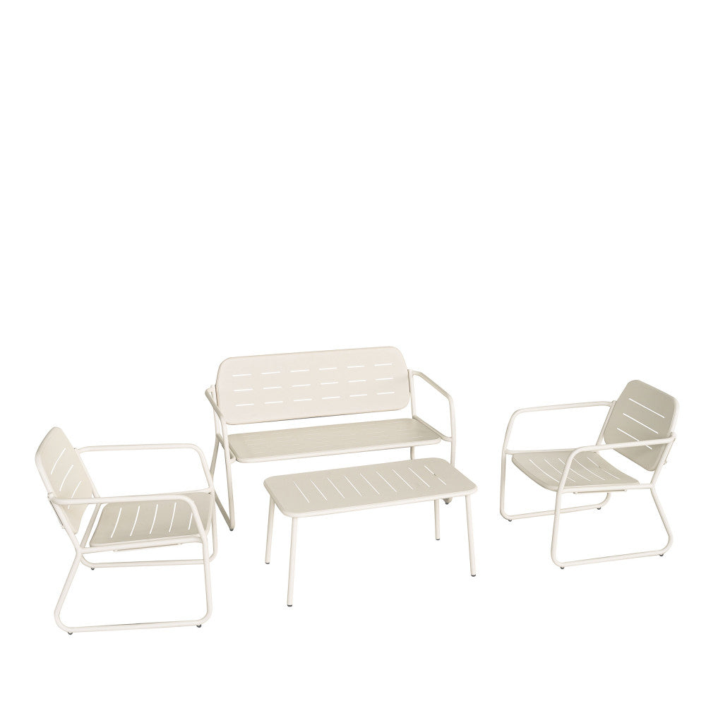 Zaro - 4-Seater Garden Set - Metal - Beige