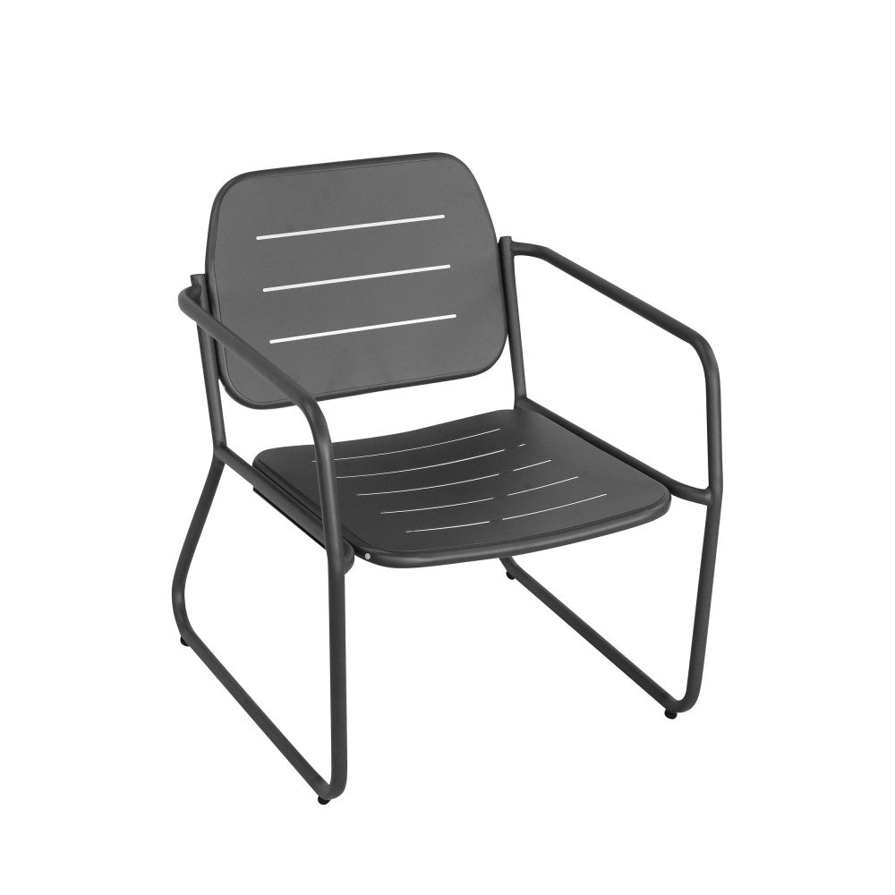 Zaro - Salon De Jardin 4 Places - Métal - Gris Foncé