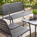 Zaro - Salon De Jardin 4 Places - Métal - Gris Foncé