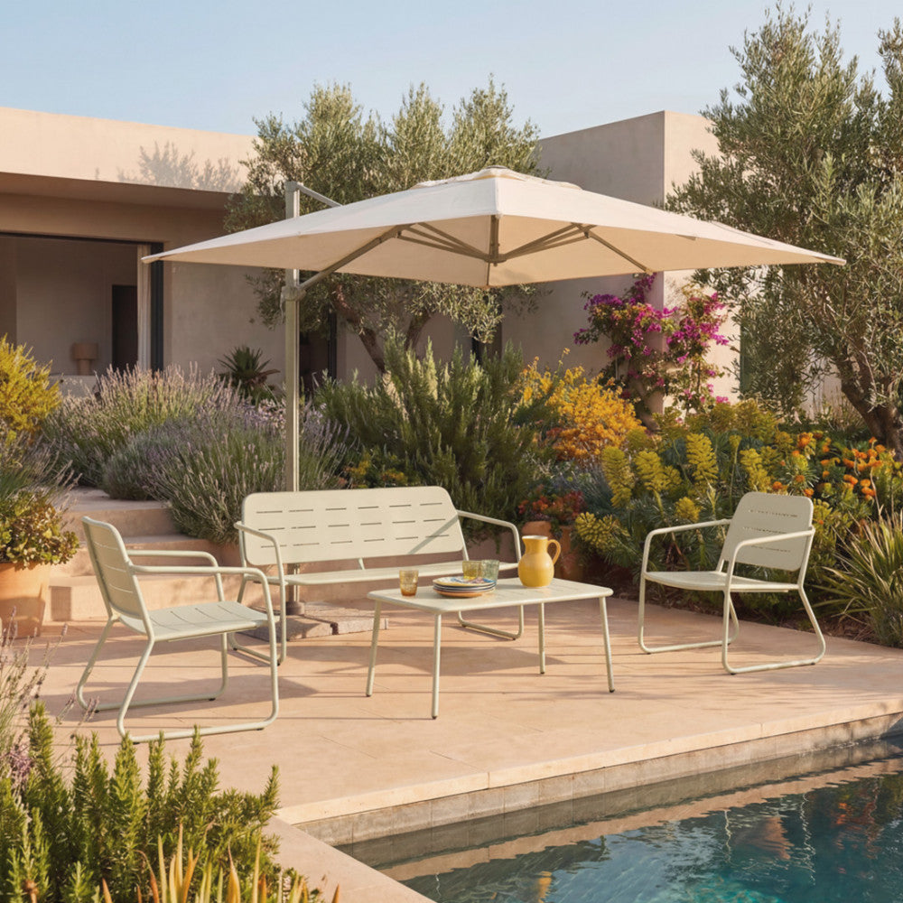 Zaro - 4-Seater Garden Set - Metal - Beige