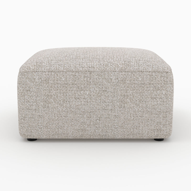 Canapé d'angle droit modulable Hestia, tissu beige 4 places, 2 poufs