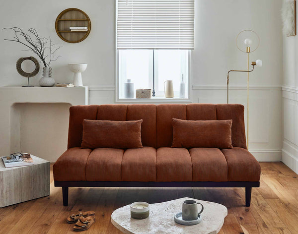 Samarra - 2-Seater Clic-Clac Sofa Bed - Corduroy - Terracotta