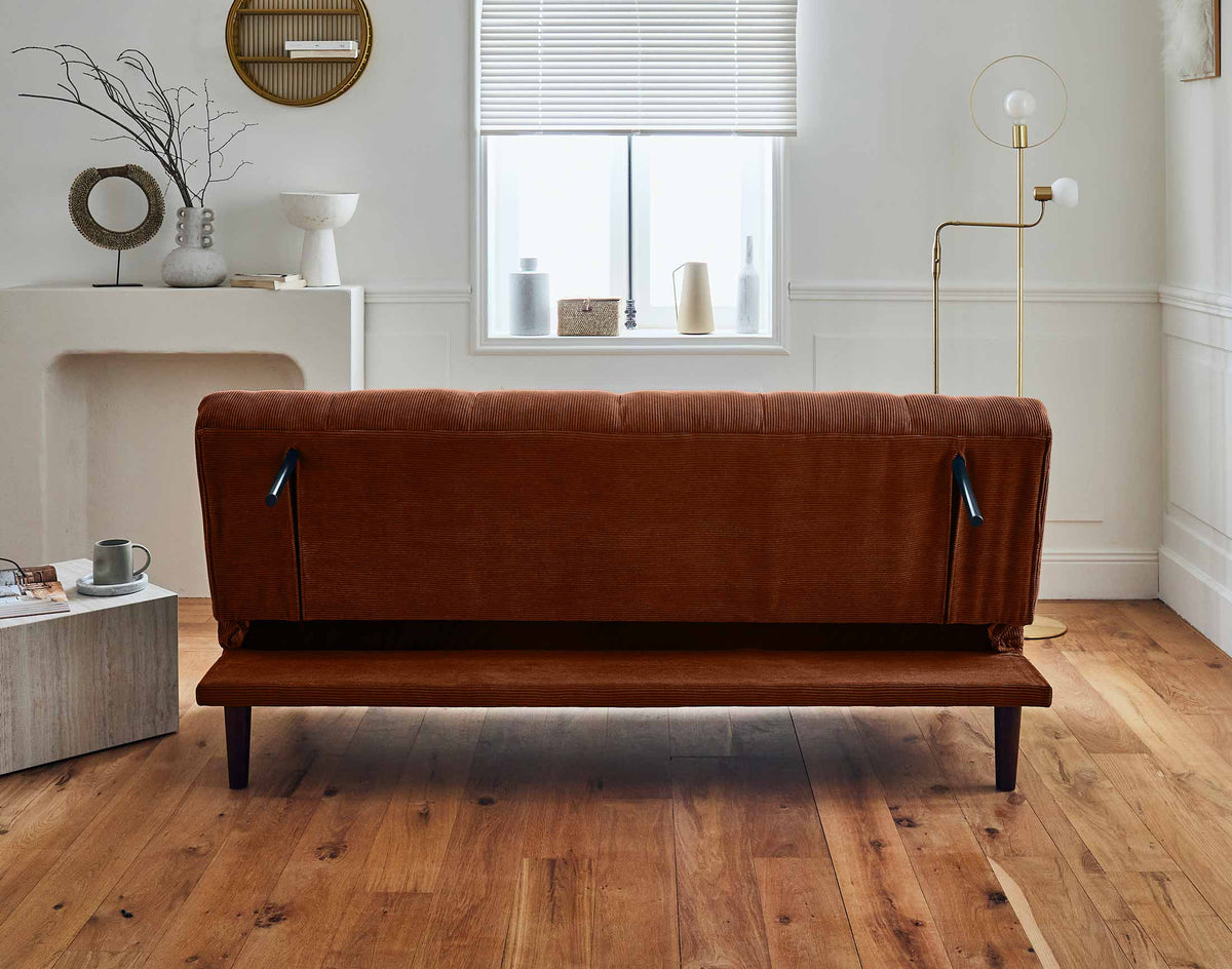 Samarra - 2-Seater Clic-Clac Sofa Bed - Corduroy - Terracotta