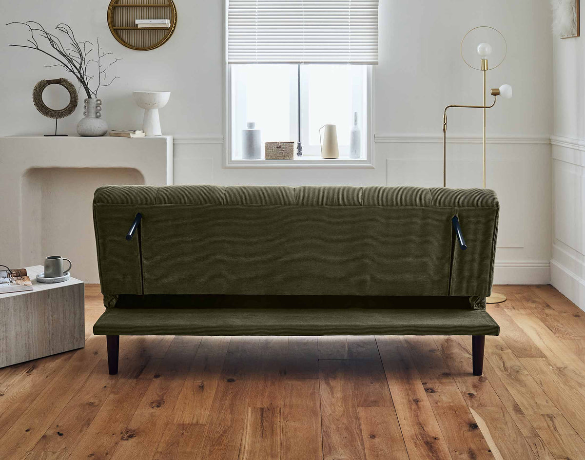 Samarra - 2-Seater Clic-Clac Sofa Bed - Corduroy - Green