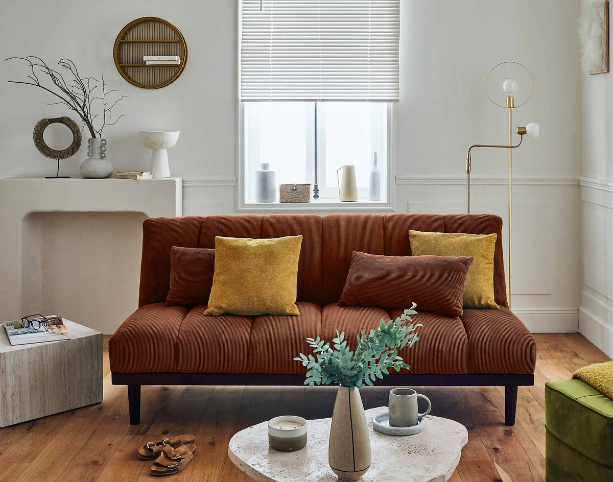 Samarra - 2-Seater Clic-Clac Sofa Bed - Corduroy - Terracotta