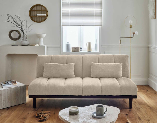 Samarra - 2-Seater Clic-Clac Convertible Sofa - Corduroy - Beige