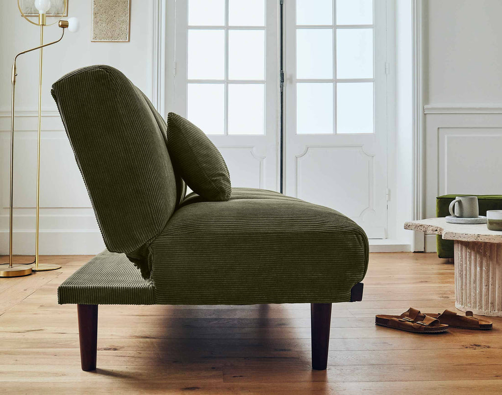 Samarra - 2-Seater Clic-Clac Sofa Bed - Corduroy - Green