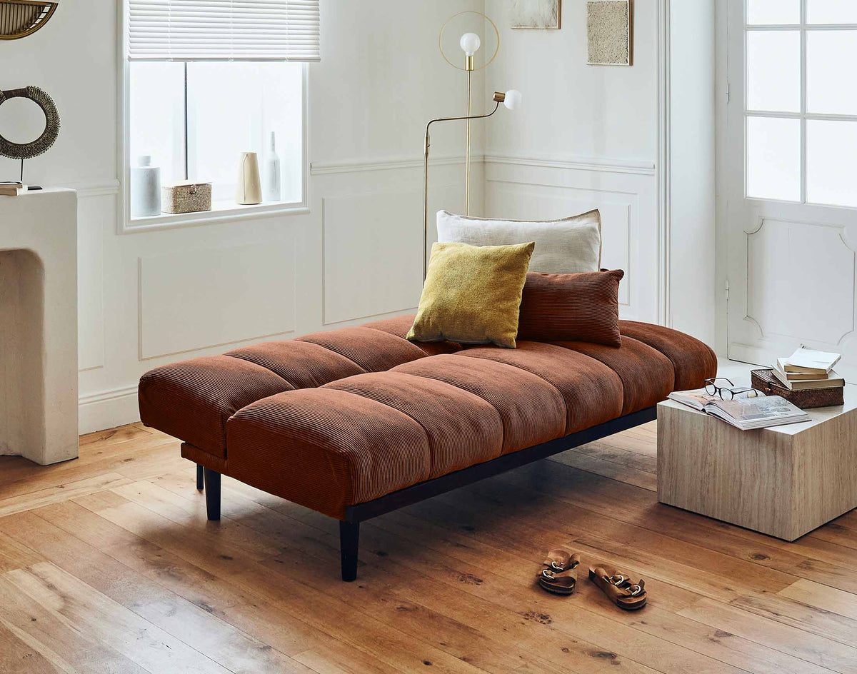 Samarra - 2-Seater Clic-Clac Sofa Bed - Corduroy - Terracotta