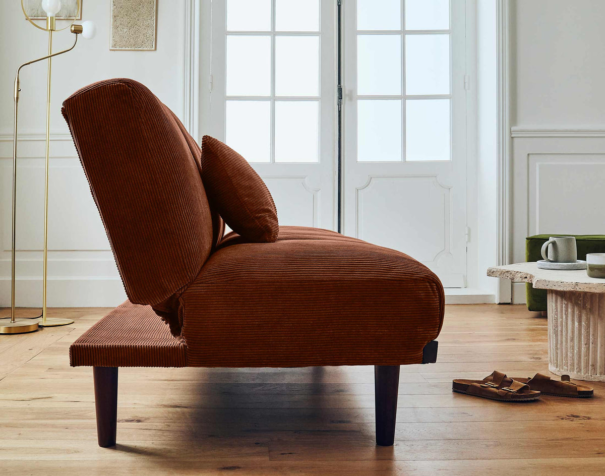 Samarra - 2-Seater Clic-Clac Sofa Bed - Corduroy - Terracotta