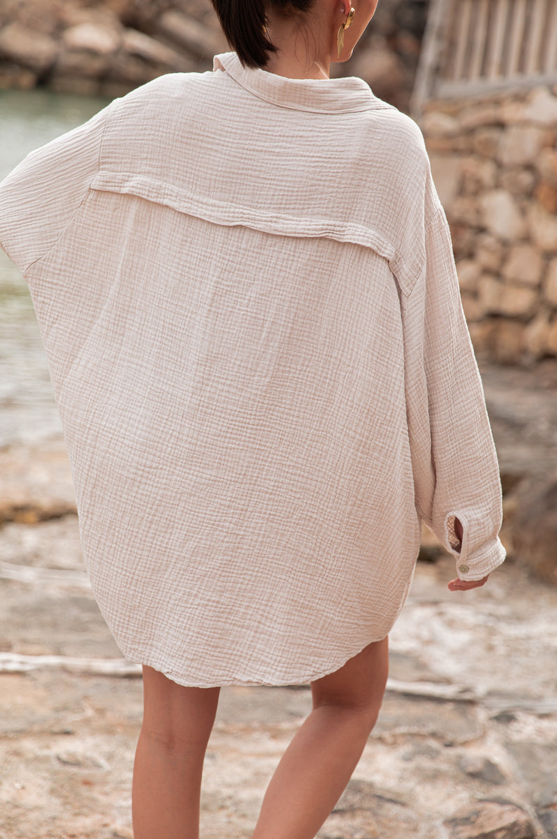 SAMI Beige - Chemise Gaze De Coton