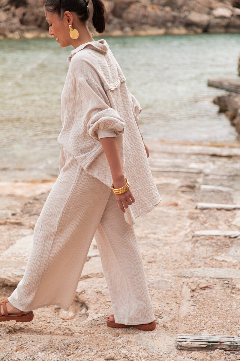 SAMI Beige - Chemise Gaze De Coton
