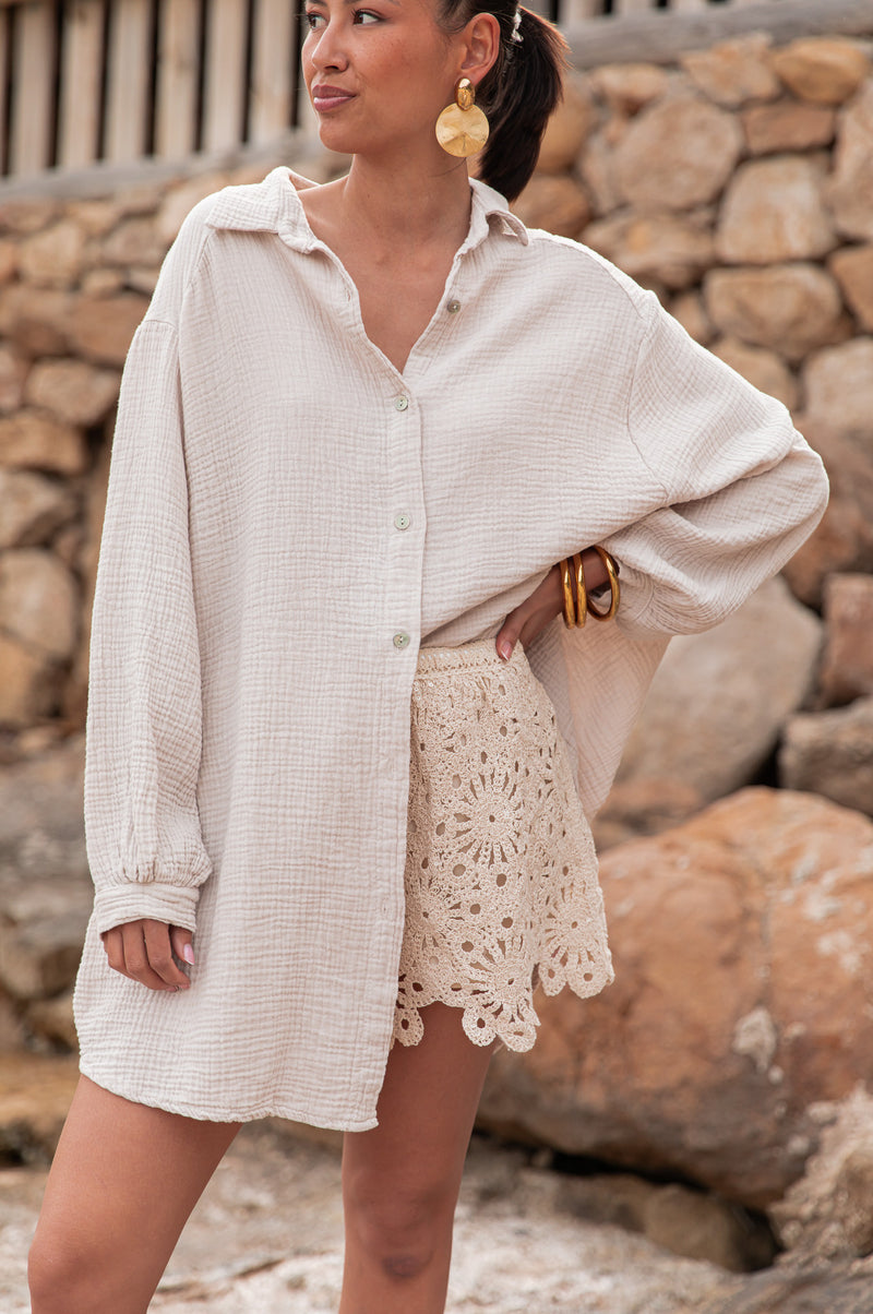 SAMI Beige - Chemise Gaze De Coton