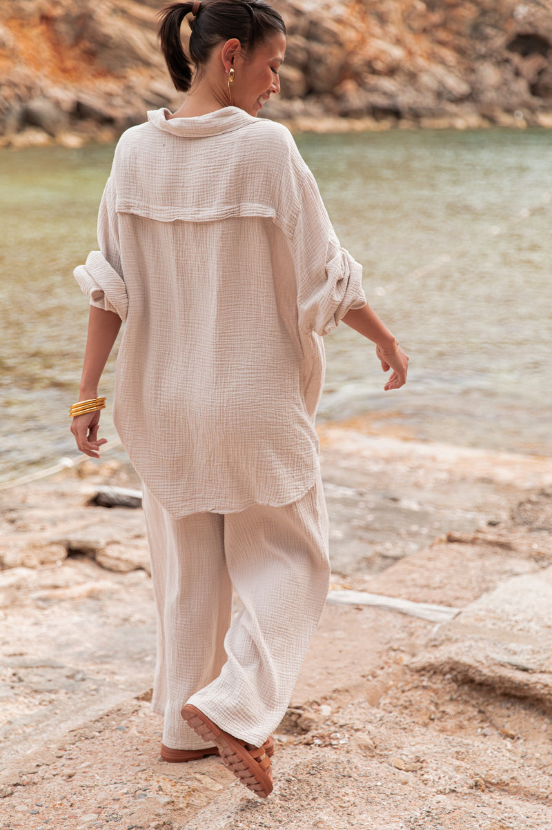 SAMI Beige - Chemise Gaze De Coton