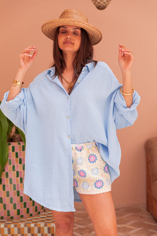 SAMI Sky Blue - Cotton Gauze Shirt