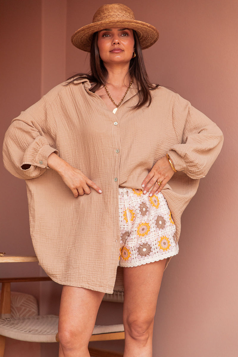 SAMI Camel - Cotton Gauze Shirt