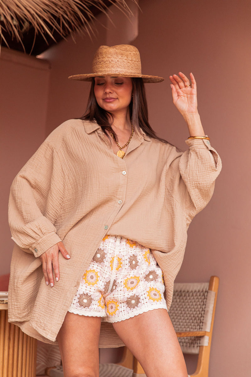 SAMI Camel - Cotton Gauze Shirt