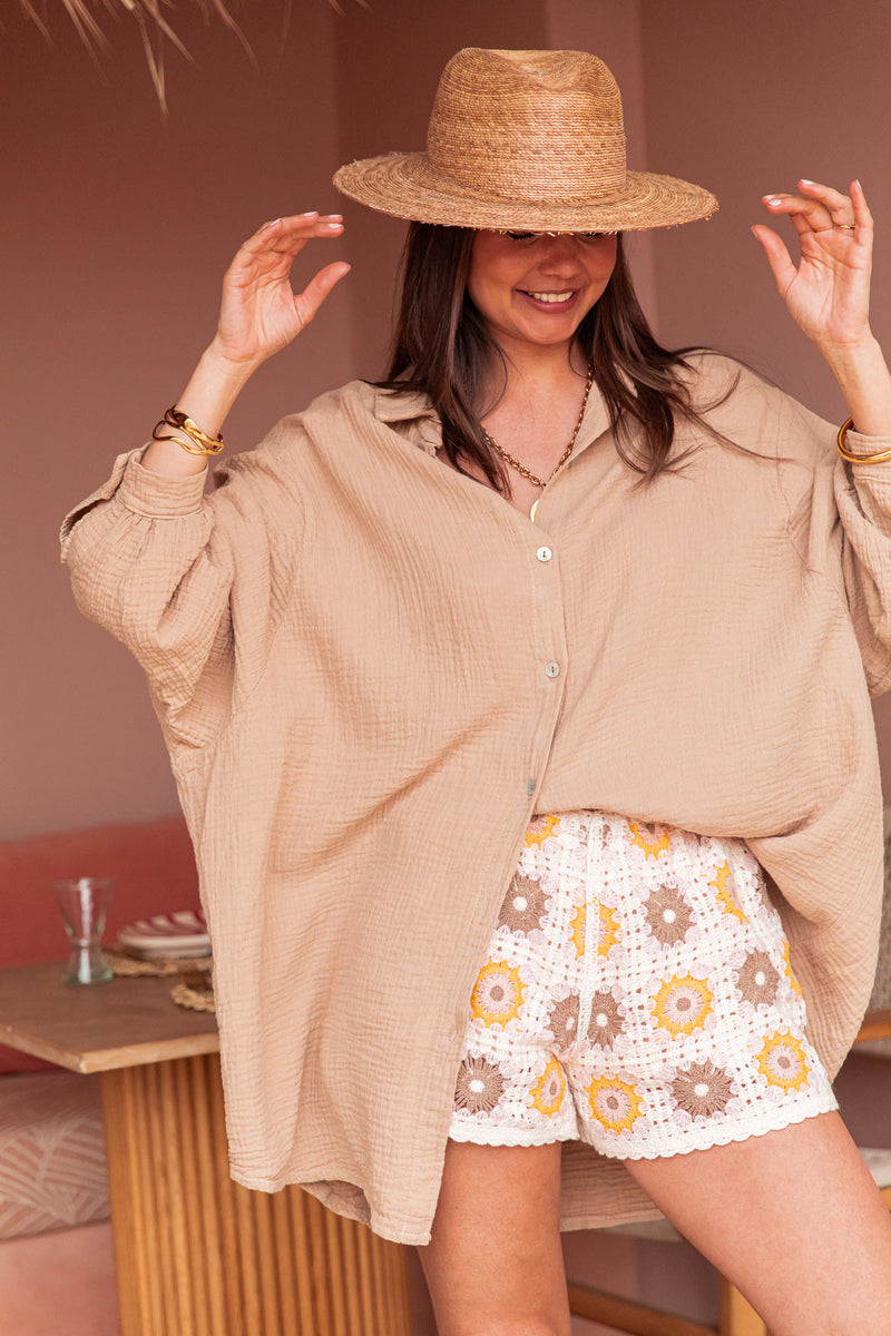 SAMI Camel - Cotton Gauze Shirt