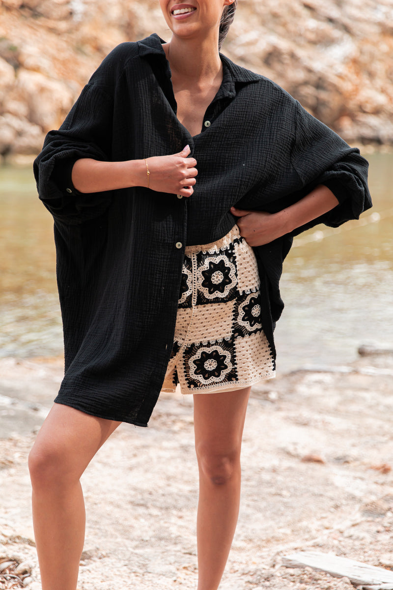 SAMI Noire - Chemise Gaze De Coton