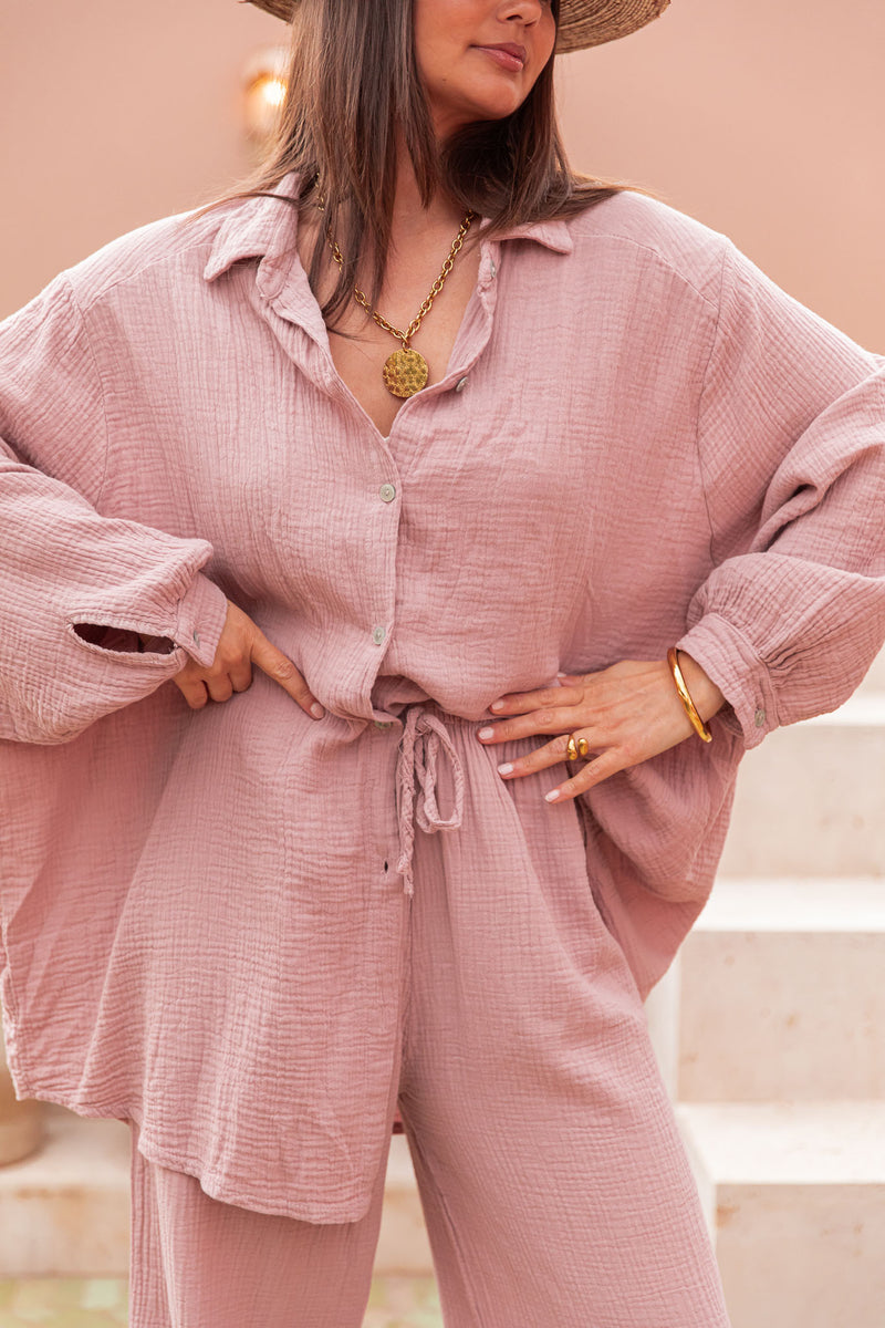 SAMI Vieux Rose - Chemise Gaze De Coton