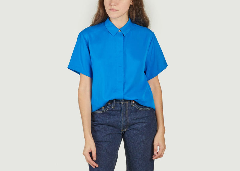 Chemises Mina Ss Shirt 14028 Skydiver Samsoe - Samsoe - Bleu - Femme