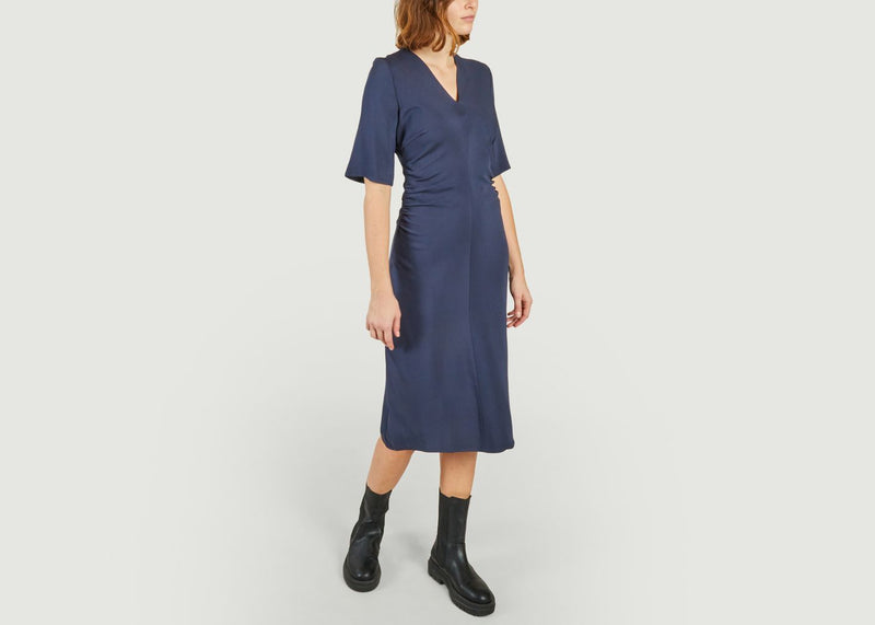 Robes Robe De Soirée Midi Ajustée Manches Courtes Samailey Inkwell Samsoe - Samsoe - Bleu - Femme