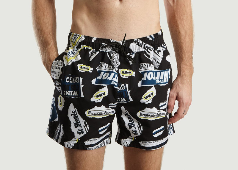 Maillots De Bain Short De Bain Imprimé Journaux Mason Black News Samsoe - Samsoe - Noir - Homme