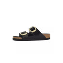 Arizona Big Buckle Narrow Sandals - Black/Gold