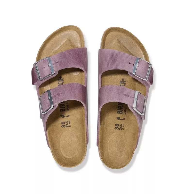 Arizona Narrow Leather Sandals - Purple, Gold