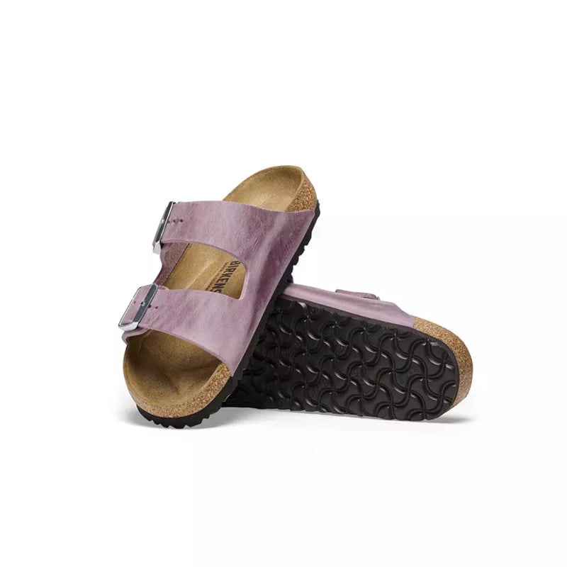 Arizona Narrow Leather Sandals - Purple, Gold