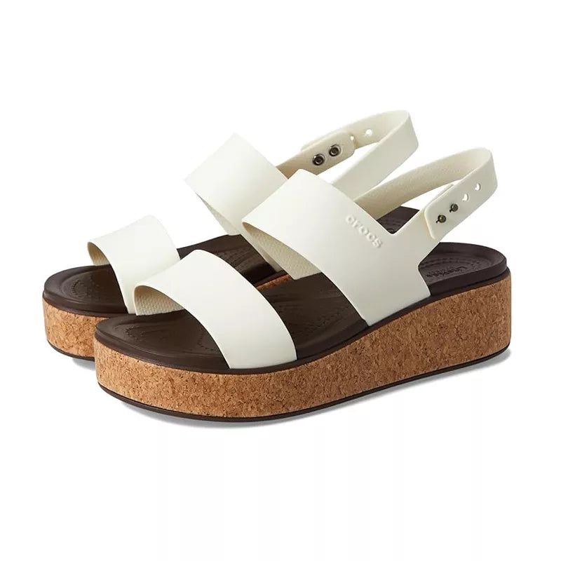 Sandalias Brooklyn Cork De Cuña Baja - Blanco