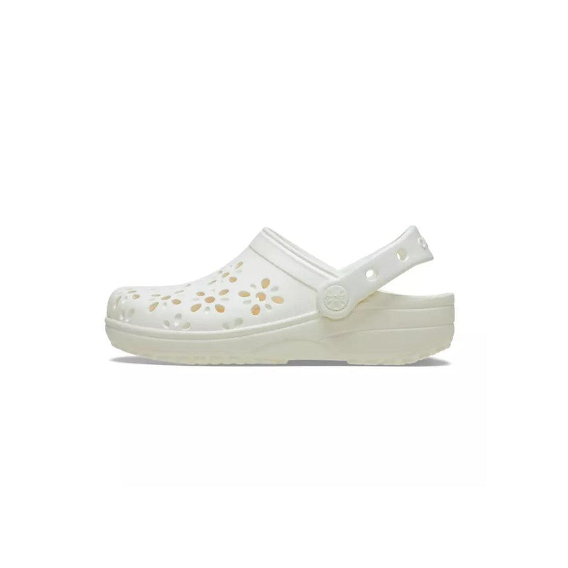 Sandalias tipo zueco clásicas con corte floral - Blanco