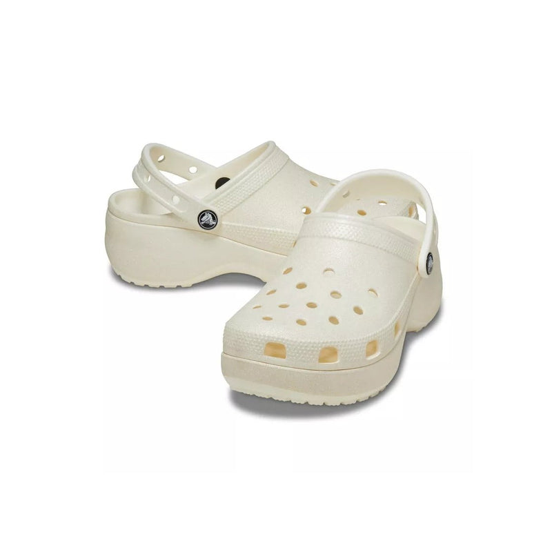 Crocs - Sandales Crocs Classic Plateform Glitter - Blanc
