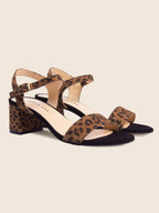 Sandales Moyen Talon Cuir Léopard - Femme