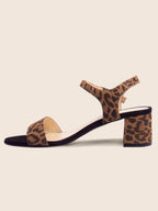 Sandales Moyen Talon Cuir Léopard - Femme