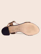 Sandales Moyen Talon Cuir Léopard - Femme