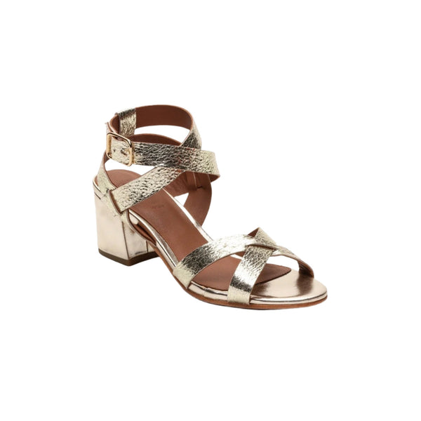 White Sun - Anaba Heeled Sandals - Light Gold Crackle Foil - Light Gold