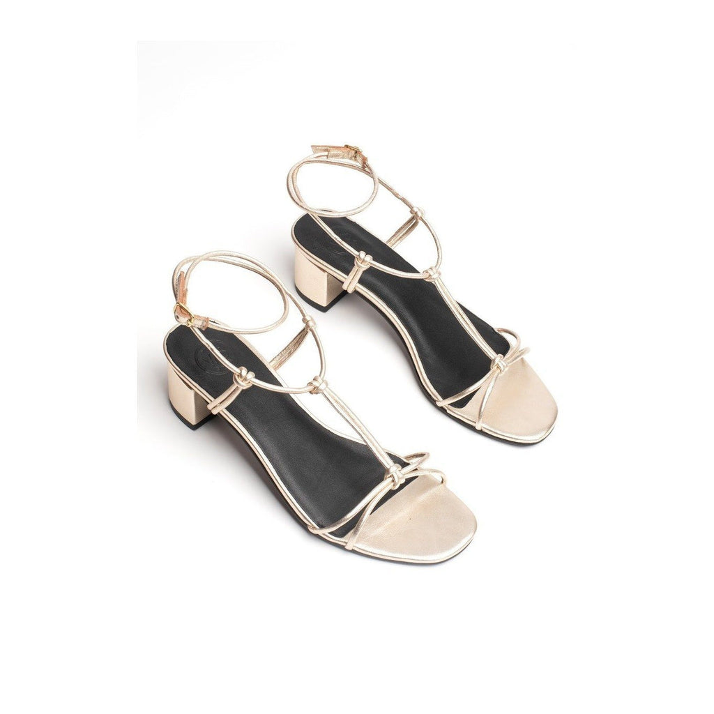 White Sun - Aquene Heel Sandals - Platinum Metallic Nappa - Gold