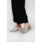 White Sun - Emmy Heeled Sandals - Goat Silver (Canné) - Silver