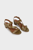 Anaki - Sandalias Tacón Vista - Khaki Croco