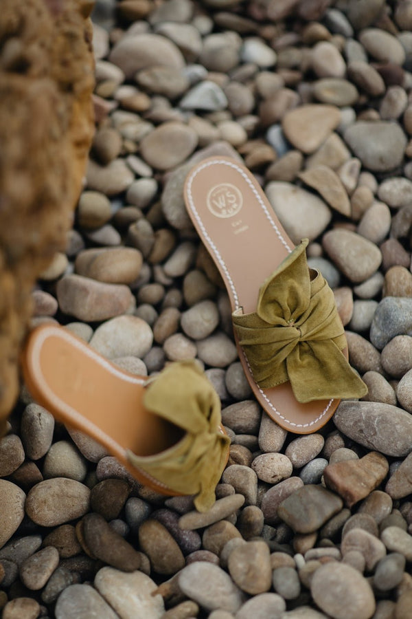 Alba Mules - Olive Goat Suede - Olive