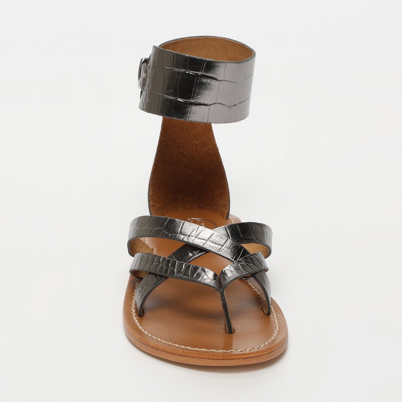 White Sun - Ankle Strap Sandals Manoa - Pewter Croco - Women