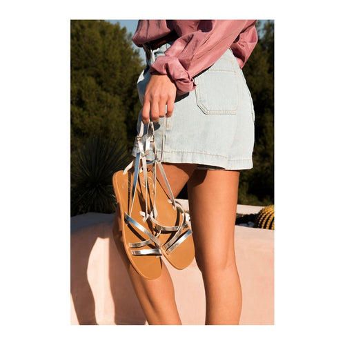 White Sun - Tammy Ankle Strap Sandals - Silver - Women