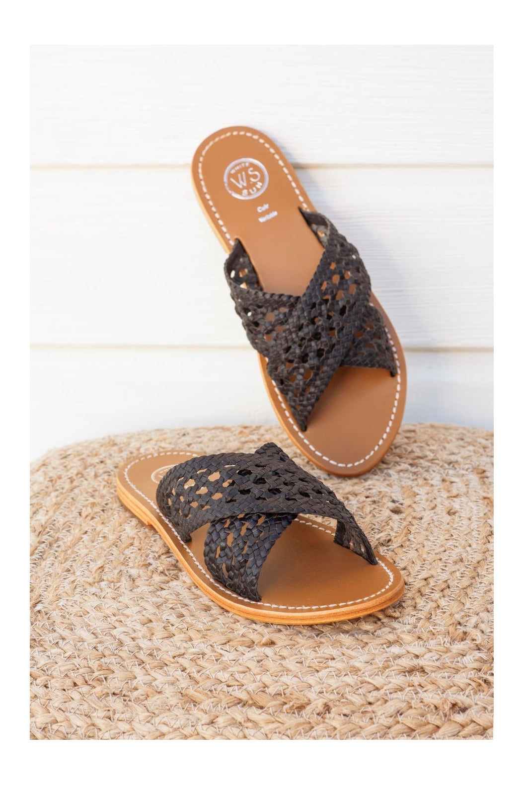 White Sun - Baharak Mules - Black Goat Leather - Black