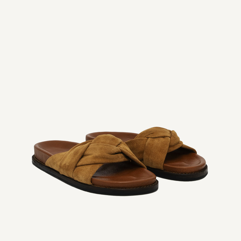 Jeannette Pecan Leather Sandals